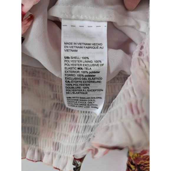 WHBM Womens Pink Garden Floral Sheer Long Balloon Sleeves Top XS Attached Cami - Picture 7 of 9